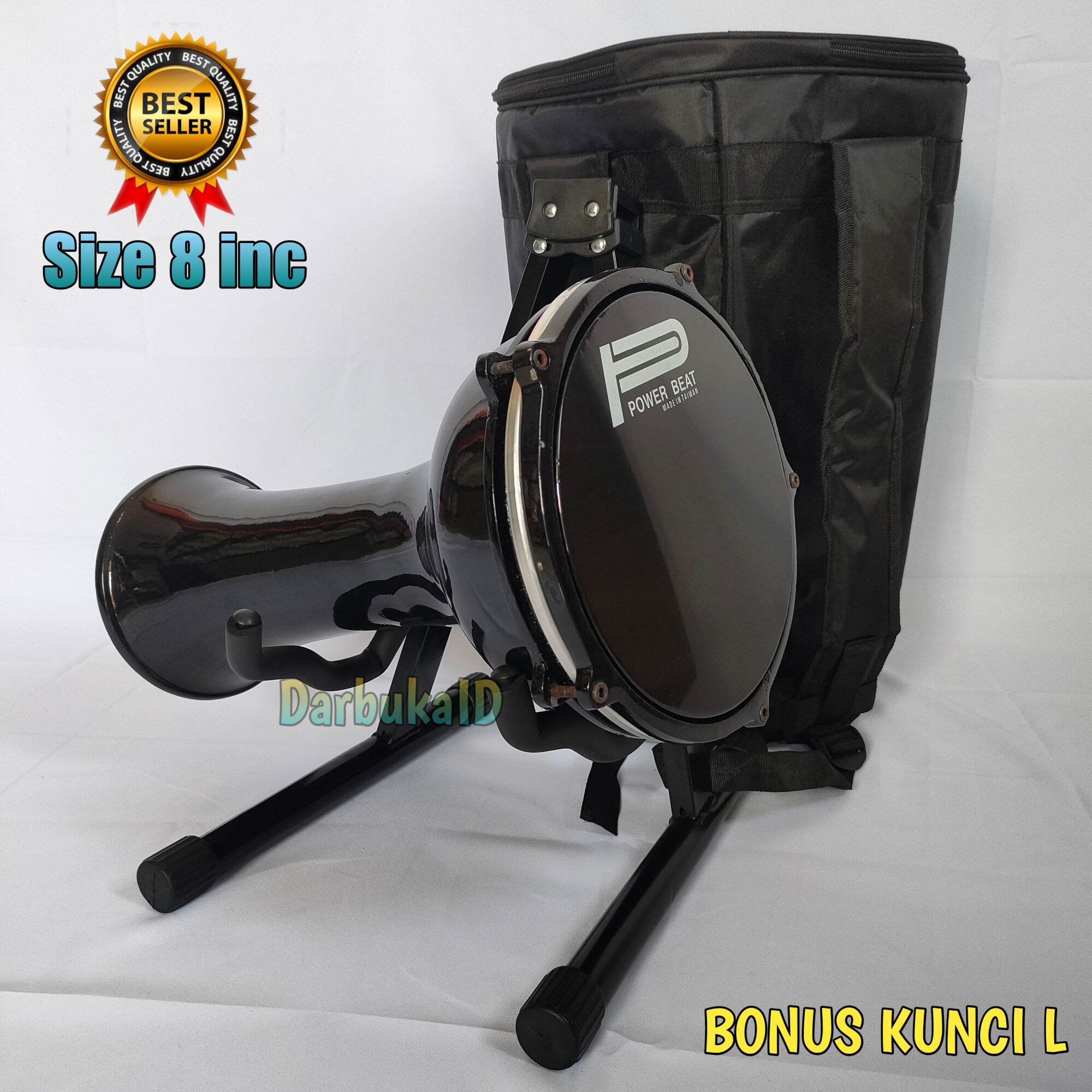 Darbuka dumbuk calti 8 inchi hitam Bonus kunci L