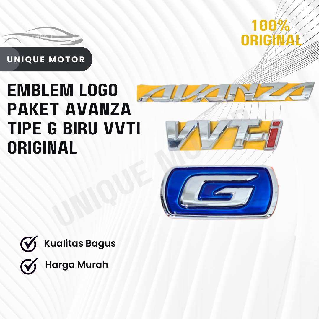 Emblem Logo Paket Avanza Tipe G Biru VVT-i Original Harga 48,000 rupiah*Gratis Ongkir