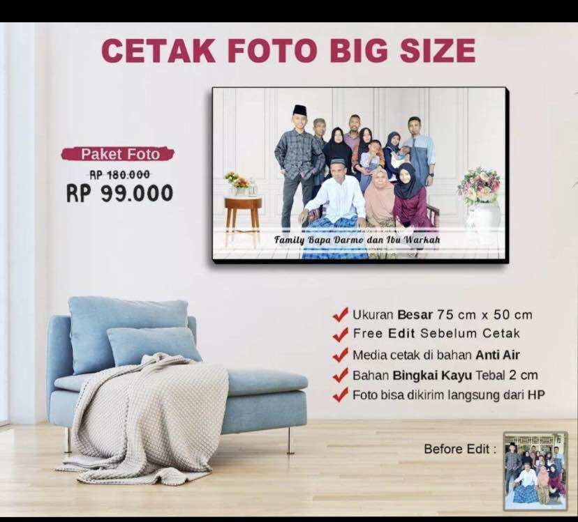 CETAK FOTO UKURAN 30R SUDAH SAMA BINGKAI