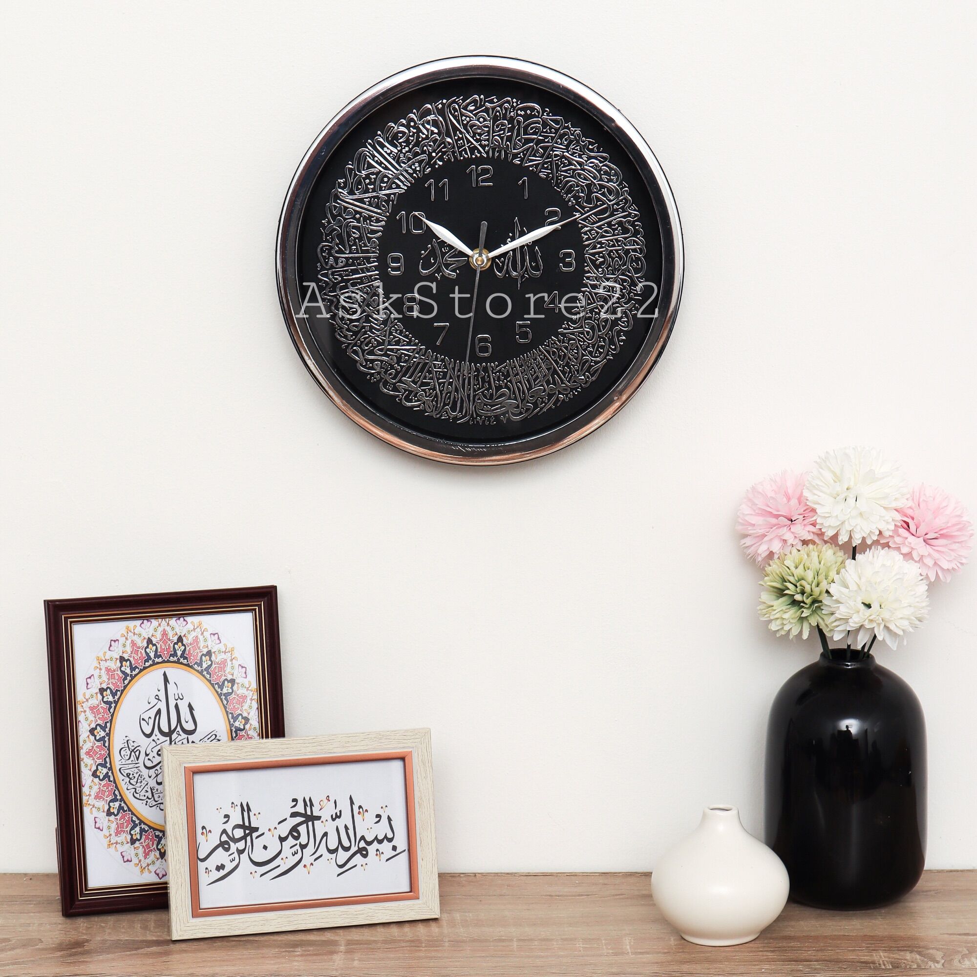 Jam Dinding Kaligrafi / Jam Dinding Minimalis / Jam Dinding Quartz / Angka Kaligrafi Timbul