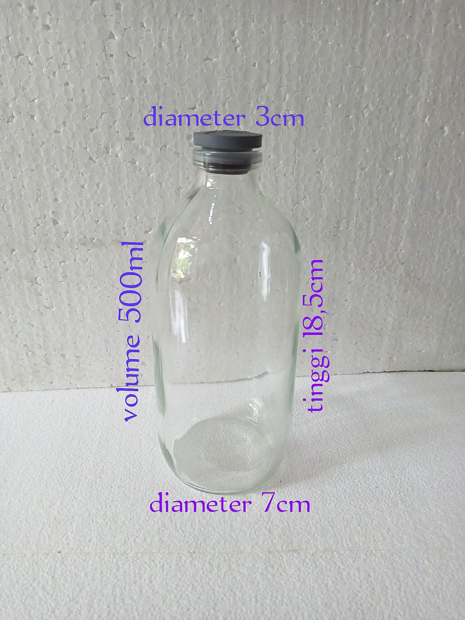 Botol kaca botol asi ukuran 100ml-250ml-500ml +tutup karet -1pcs
