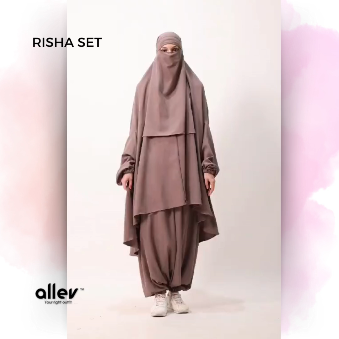 Pink Risha Allev Risha Set Sirwal Akhwat dan Khimar Lengan serta Cadar - Dusty ...
