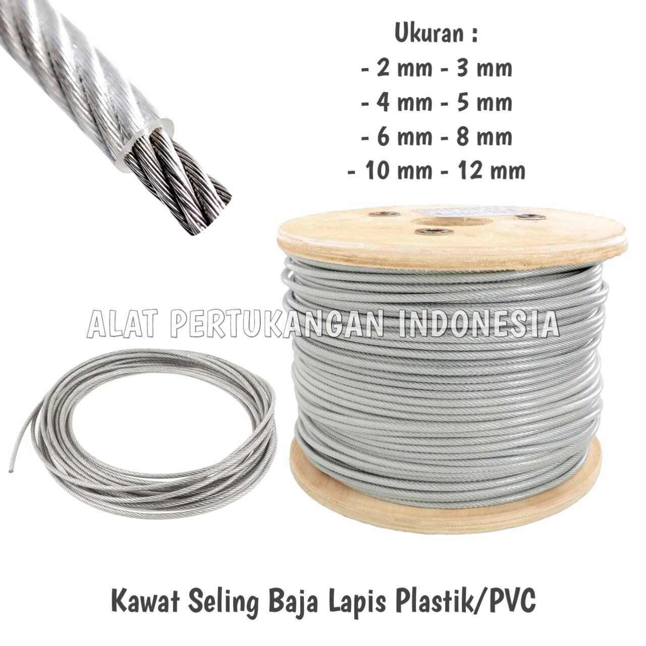Sling Tali Kawat Baja Wire Rope Seling Galvanis Lapis Plastik PVC 2 3 4 ...