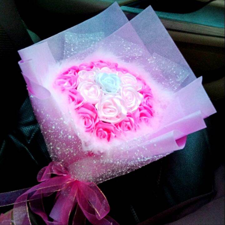 Buket bunga mawar satin mewah jumbo warna pink untuk kado wisuda, kado ultah, kado anniversary, kado h…