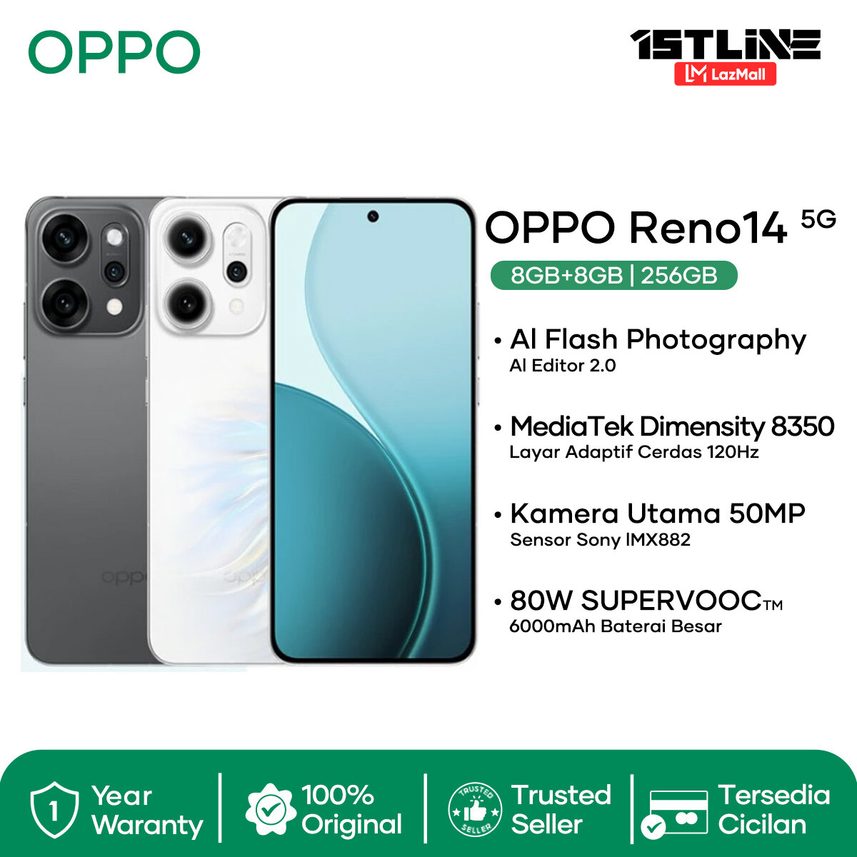 [Original Original Oppo HP] Oppo ren14 5g (8/256GB) (12/256GB) official warranty 1 year, we can do cod Harga  5,599,000 Ringgit*Penghantaran Percuma