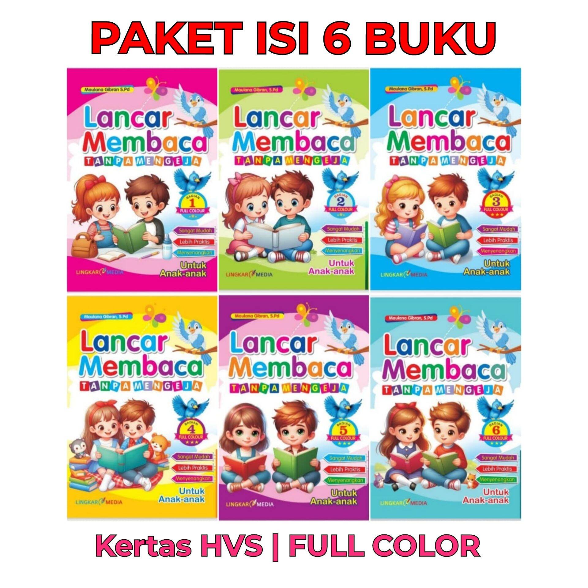 Paket 6 Buku Lancar Membaca Tanpa Mengeja Jilid 1- 6 Lengkap Full Color ...