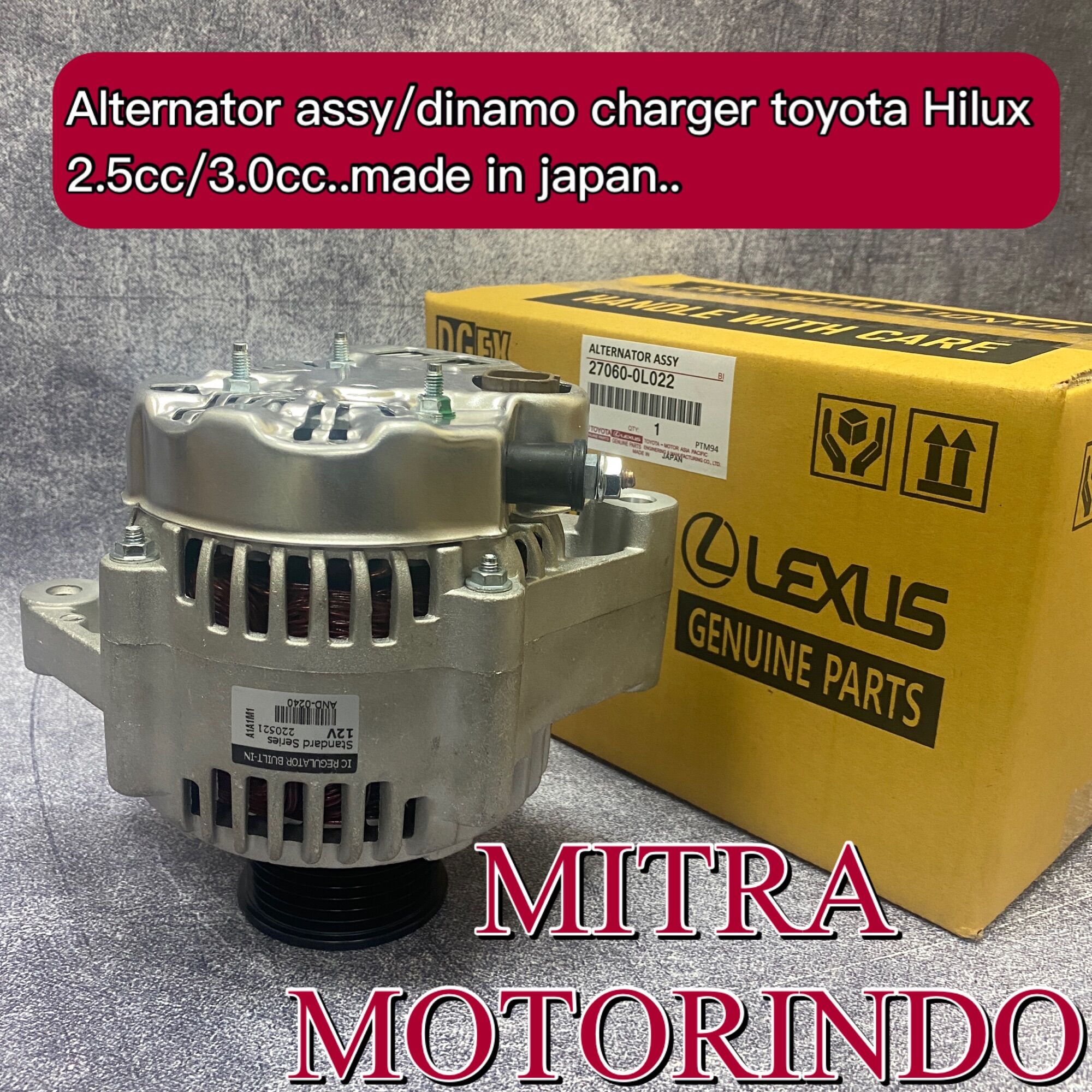 Alternator assy/dinamo charger Toyota innova,fortuner,hilux 27060-0L022 Harga  1,625,000 Ringgit*Penghantaran Percuma