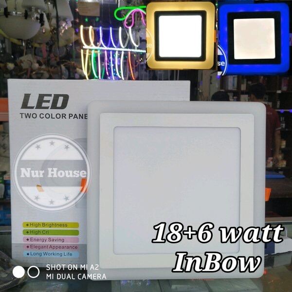  lampu hias plafon 2 warna kotak 25 x 25 cm downlight led 2 