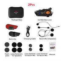 GEARELEC C2 Headset intercom Helm Sepeda Motor untuk 2-Rider untuk Bicara interkom Mendengarkan Musik Secara Bersamaan