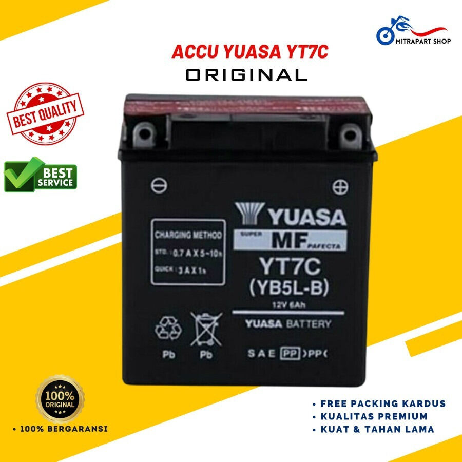 Aki Motor Yuasa YT7C Aki Kering Aki Motor Mio Sporty, Crypton, Kaze