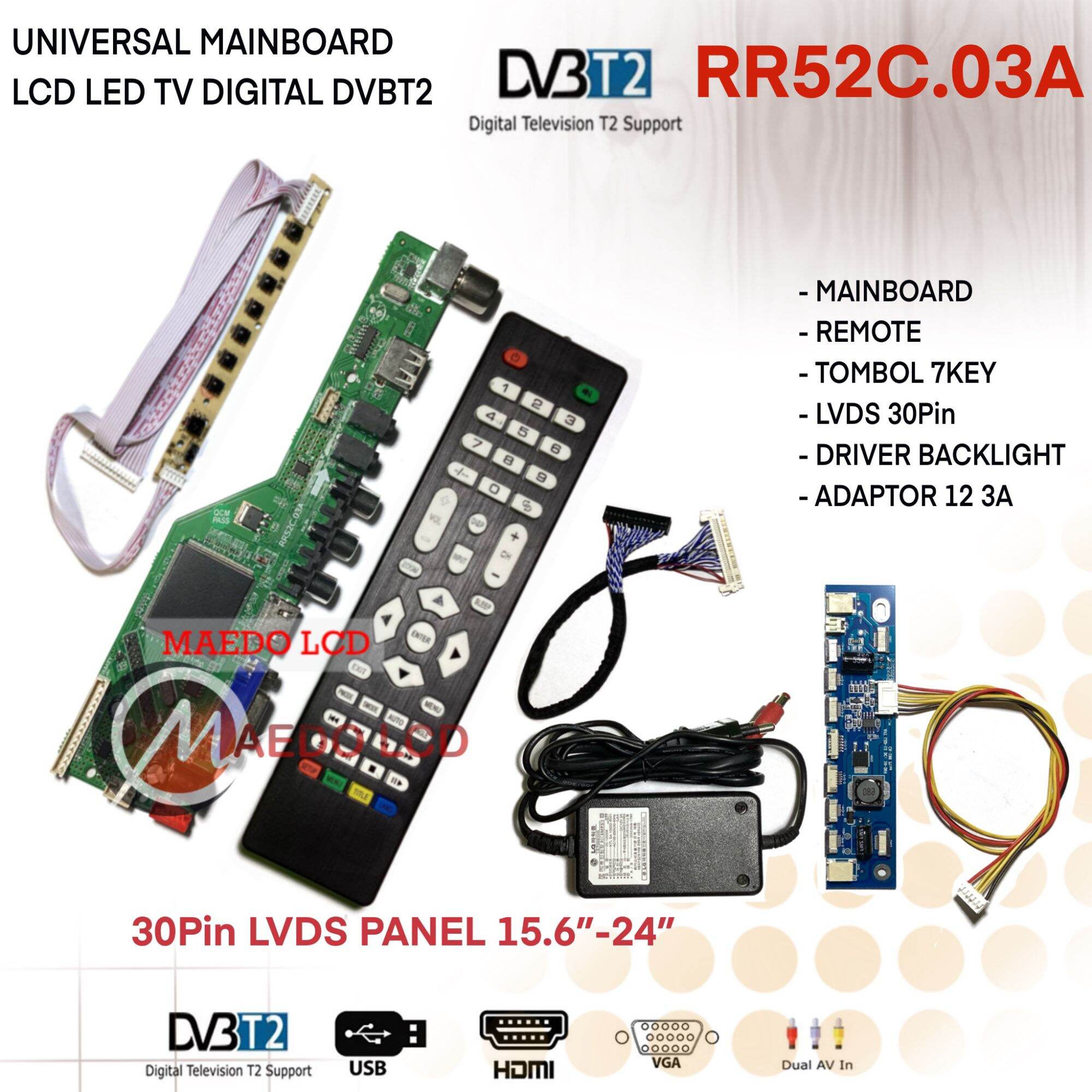 Universal LED TV Board DIGITAL DVB T2 30pin LVDS / Mainboard TV LED Digital DVB T2 Panel LED 15.