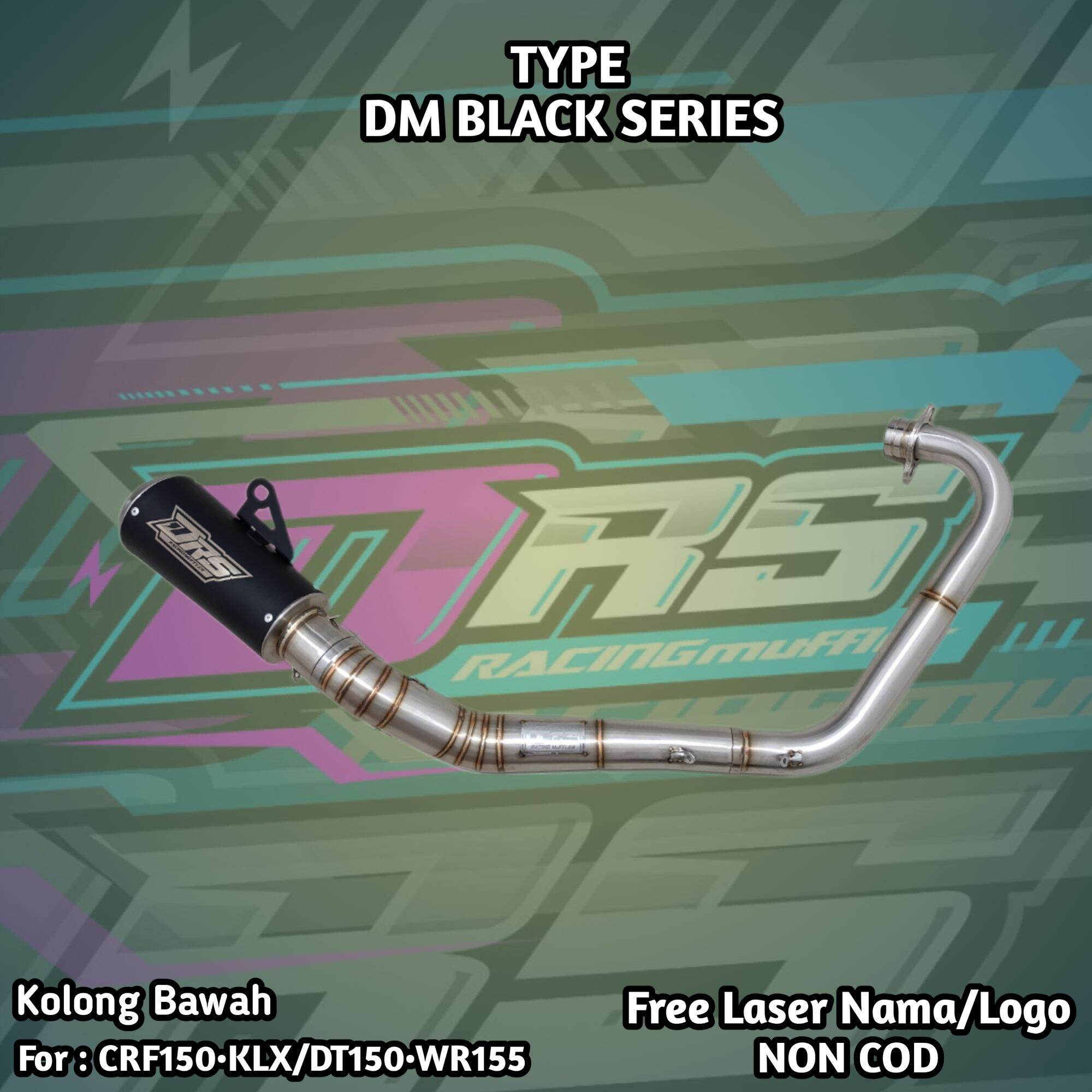 Knalpot surex kolong bawah Tipe DM BLACK SERIES original DRS RACING Harga 535,000 rupiah*Gratis Ongkir