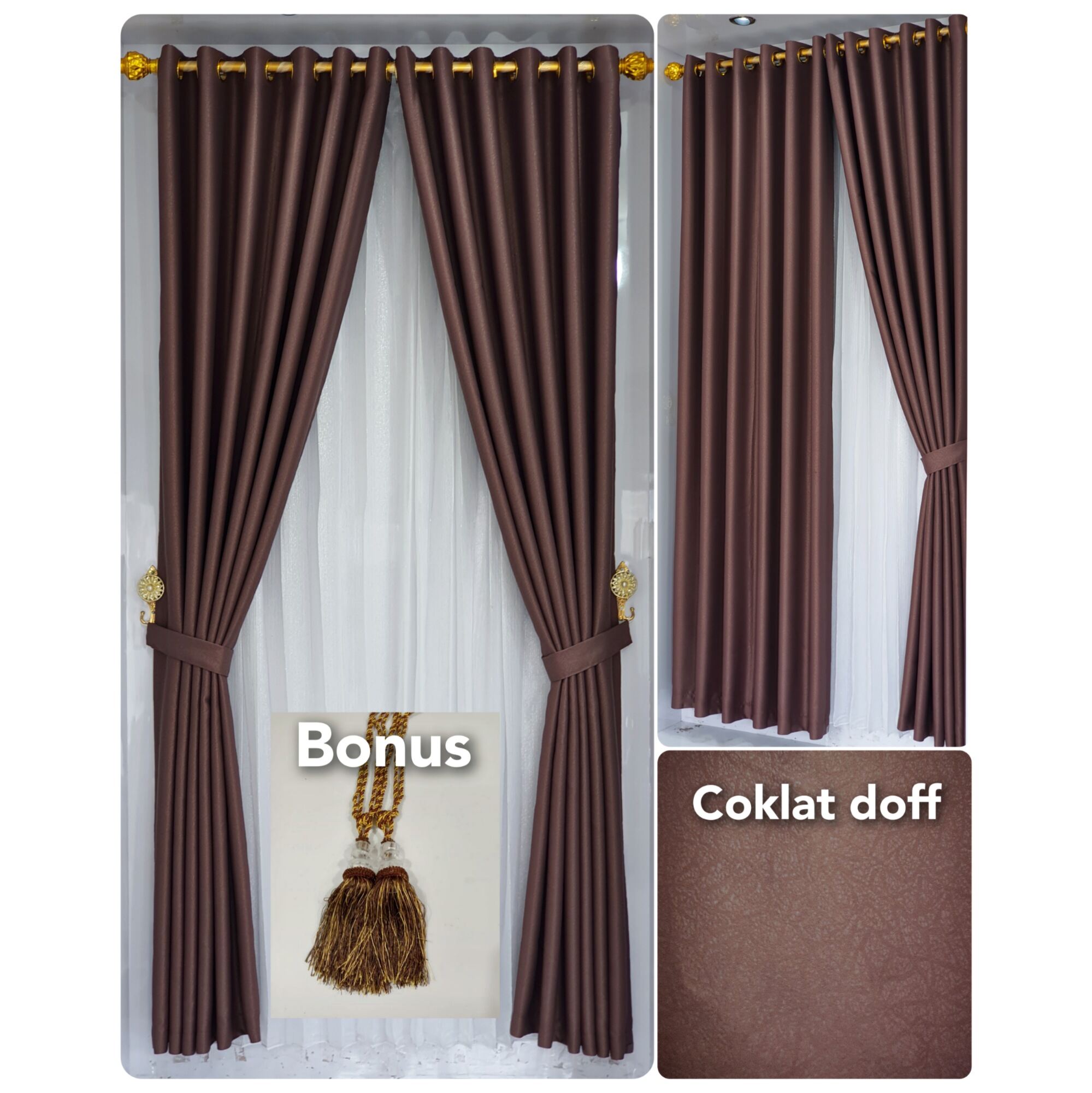Harga lampu hias	 Gorden Jendela Import Kain Super Tebal Bahan Blackout Serat Embos Polos Doff Mewah 	