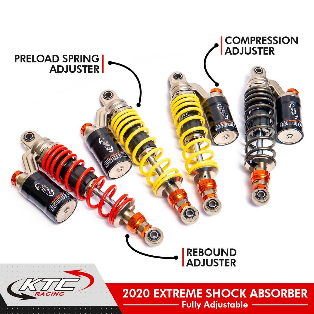 Ktc Rear Shock Adjustable Shock KTC Xtreme double klik all warna all ukuran | Lazada Indonesia