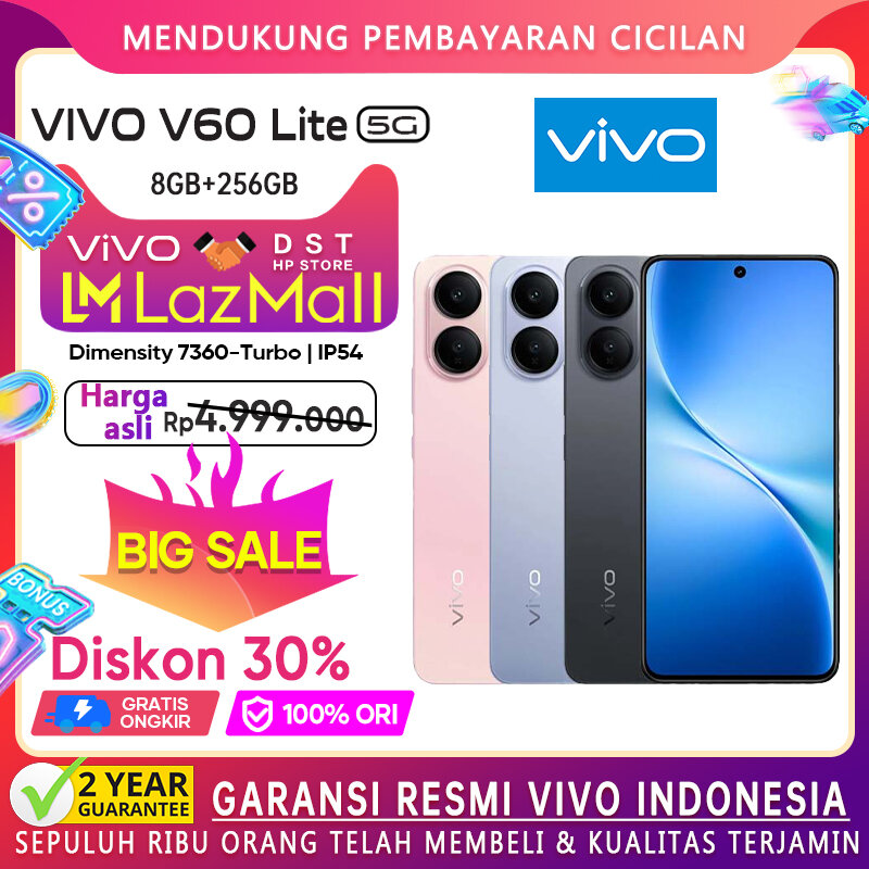 Vivo V60 Lite 5G 8/256GB 12/512GB (dimension 7360-Turbo | AI erase 3.0 | film camera mode | IP65) Harga  3,999,000 Ringgit*Penghantaran Percuma