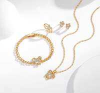 VICTORIA Set Anak Anak Kalung Titanium Gelang Anting Anting Beruang Kristal