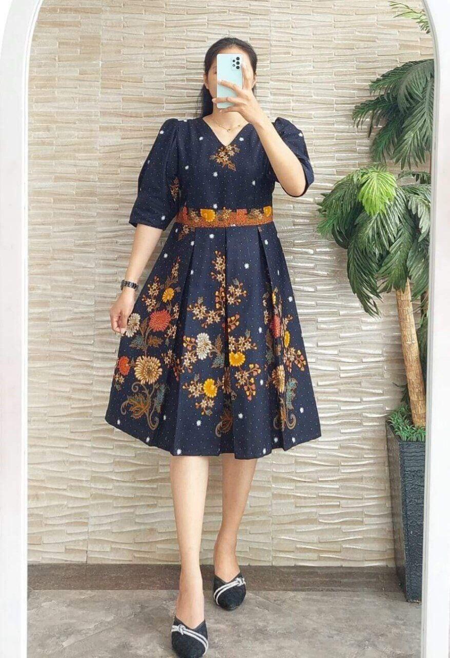 dress batik pesta elegan modern dress batik premium - dress pesta elegan mewah simple model kekinian - baju couple pesta kondangan Dress Batik 100% Katun Dress Pesta V-Neck Formal - Lazada