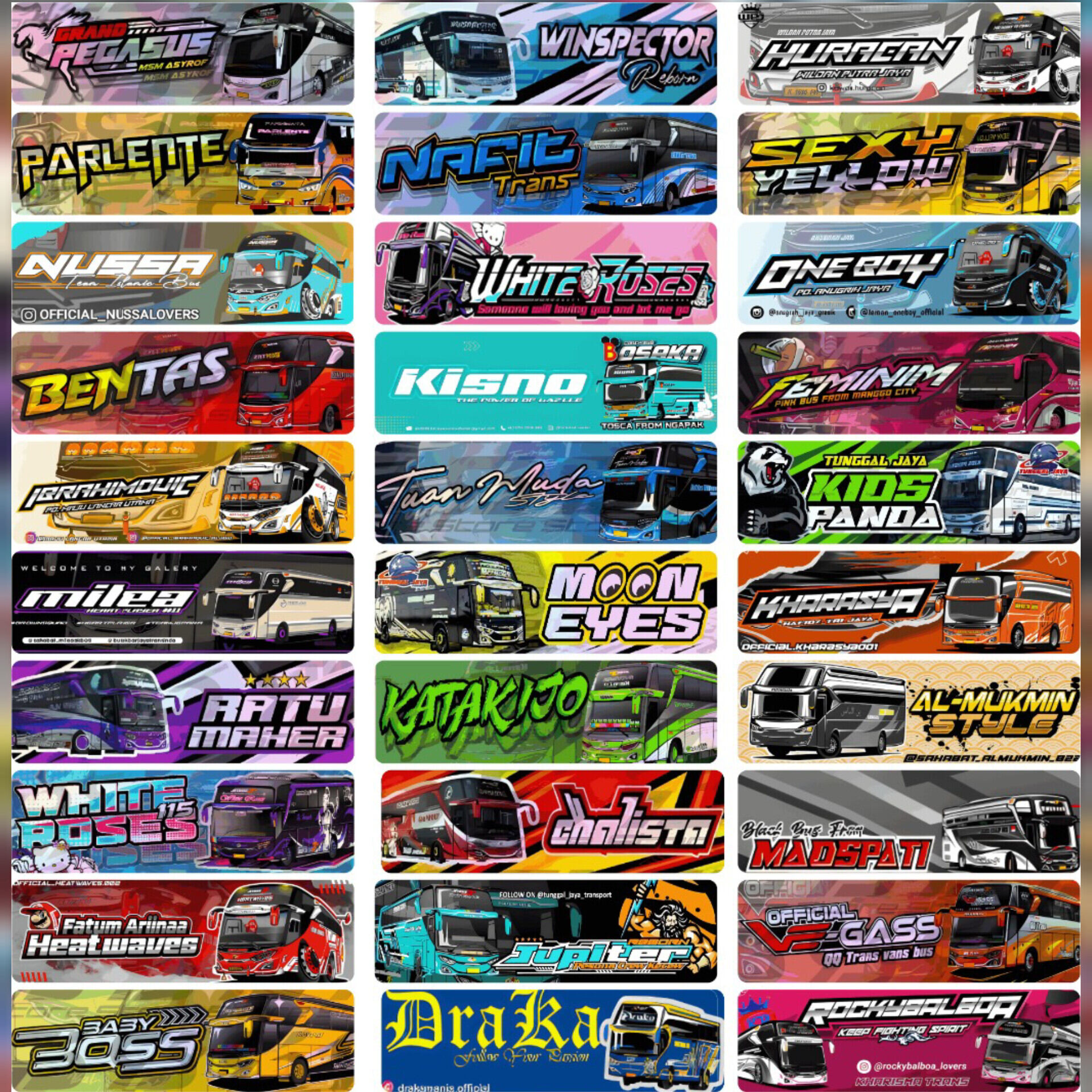 Sticker Basuri Pack STIKER BUS BASURI HOLOGRAM & BIASA (SUDAH DIPOTONG) 45 GAMBAR STICKER ...