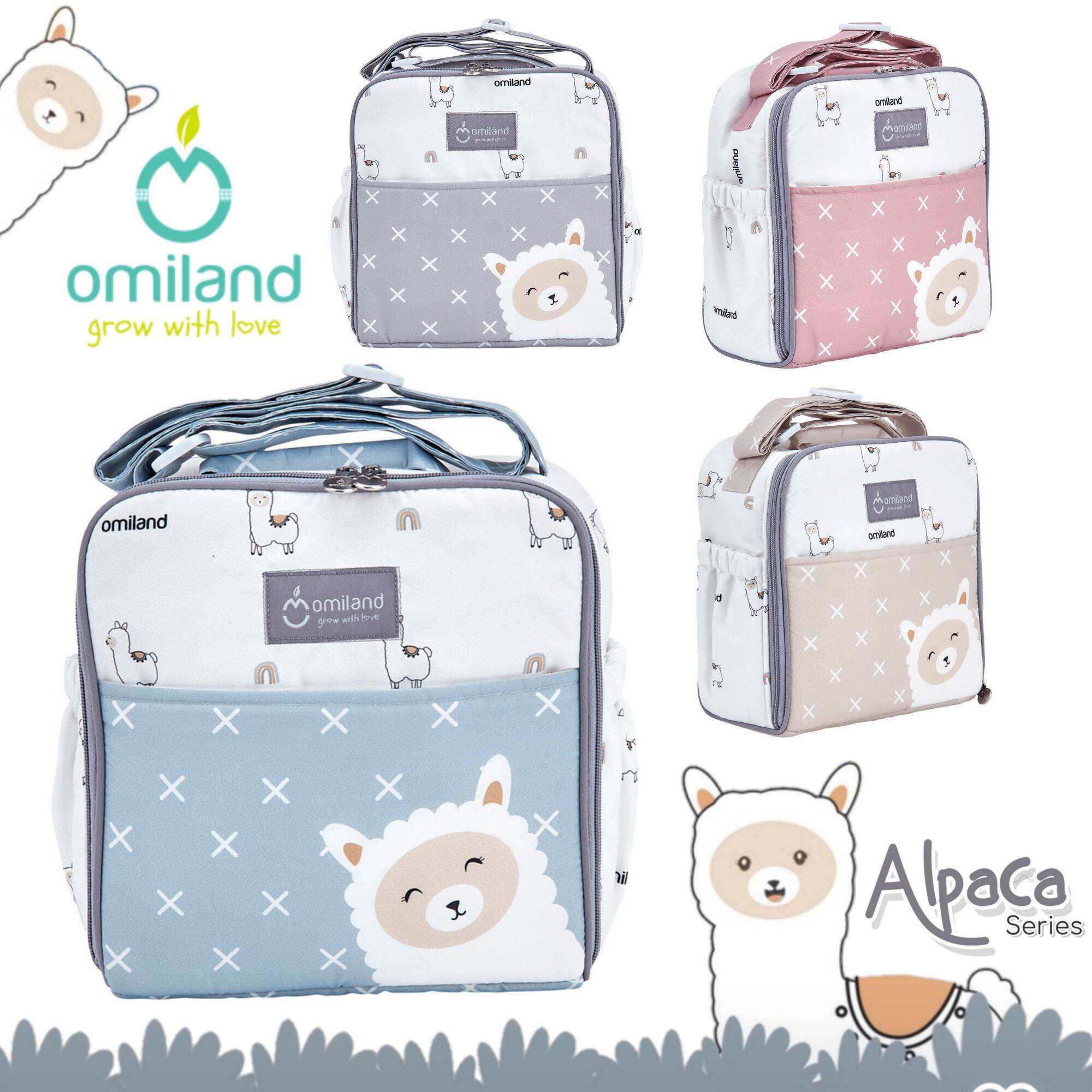 Omiland Tas Bayi Kecil Alpaca Series Tas Bayi Polyester Biru Abu