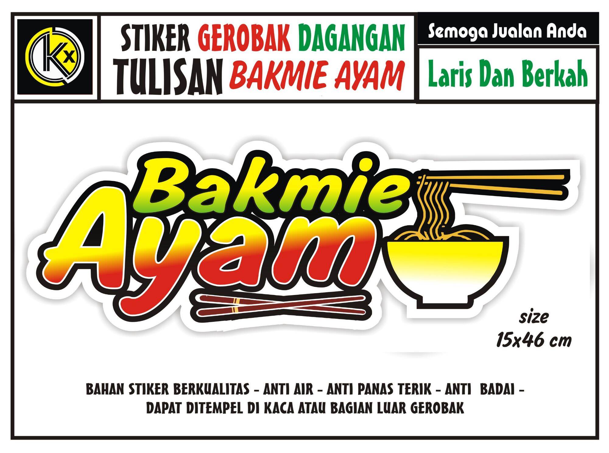 Stiker Kaca Gerobak Tulisan Bakmie Ayam Full Colour Lazada Indonesia