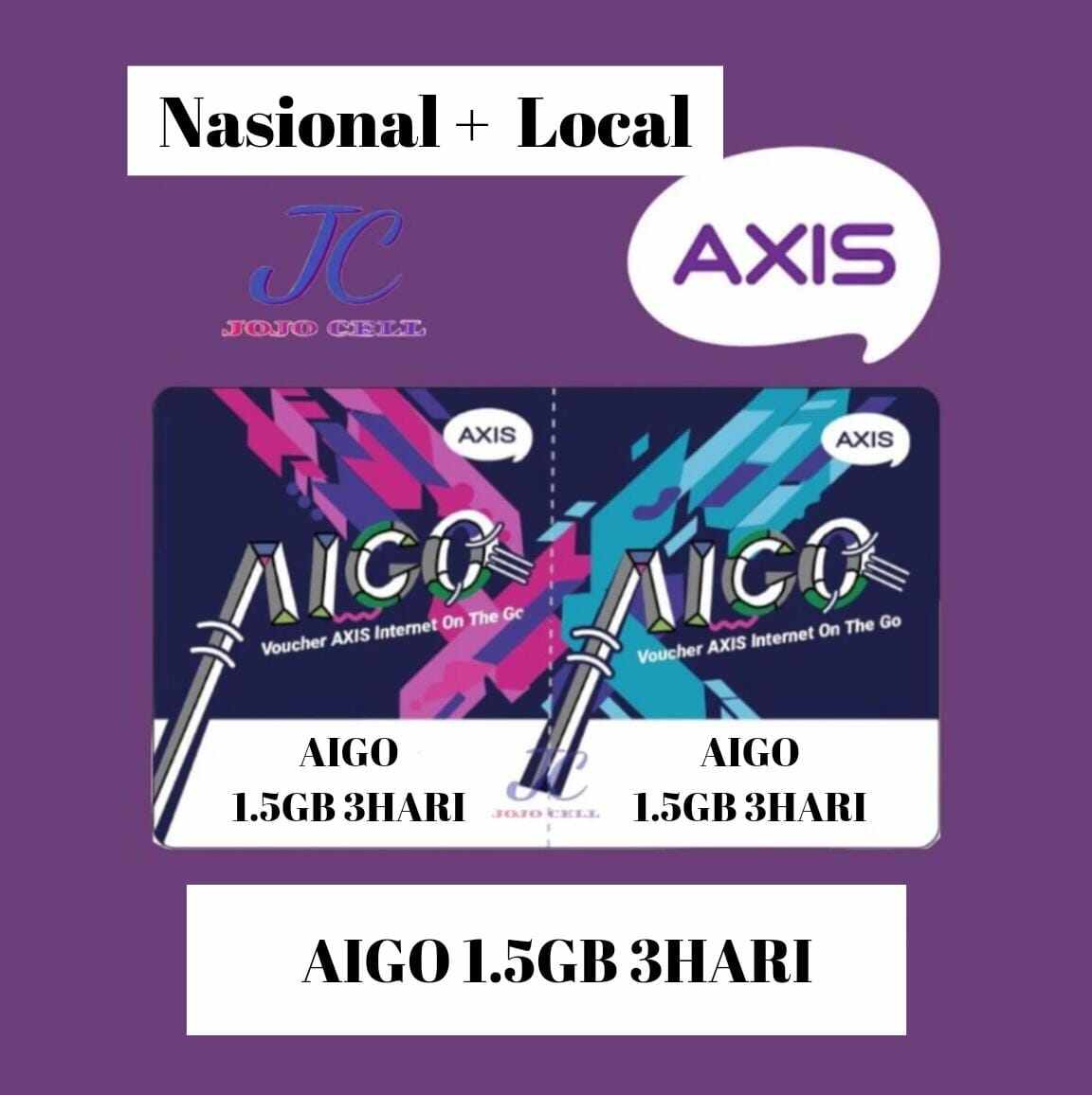 AXIS AIGO 1.5GB 3HARI ( ISI 10 PCS ) Harga 109,000 Ringgit*Penghantaran Percuma
