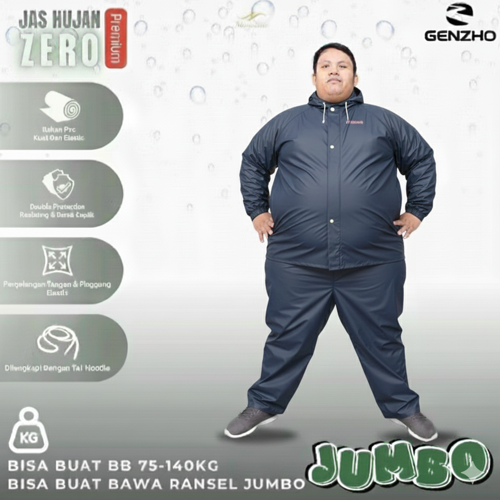 Best-Selling Big Size Jumbo Raincoat, Leak-Proof Harga 15,985 rupiah*Gratis Ongkir