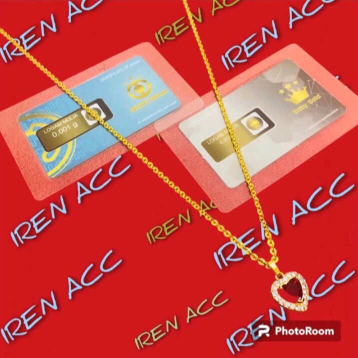 Kalung Bambu Gold Liontin Love Polos L Free Logam Mulia