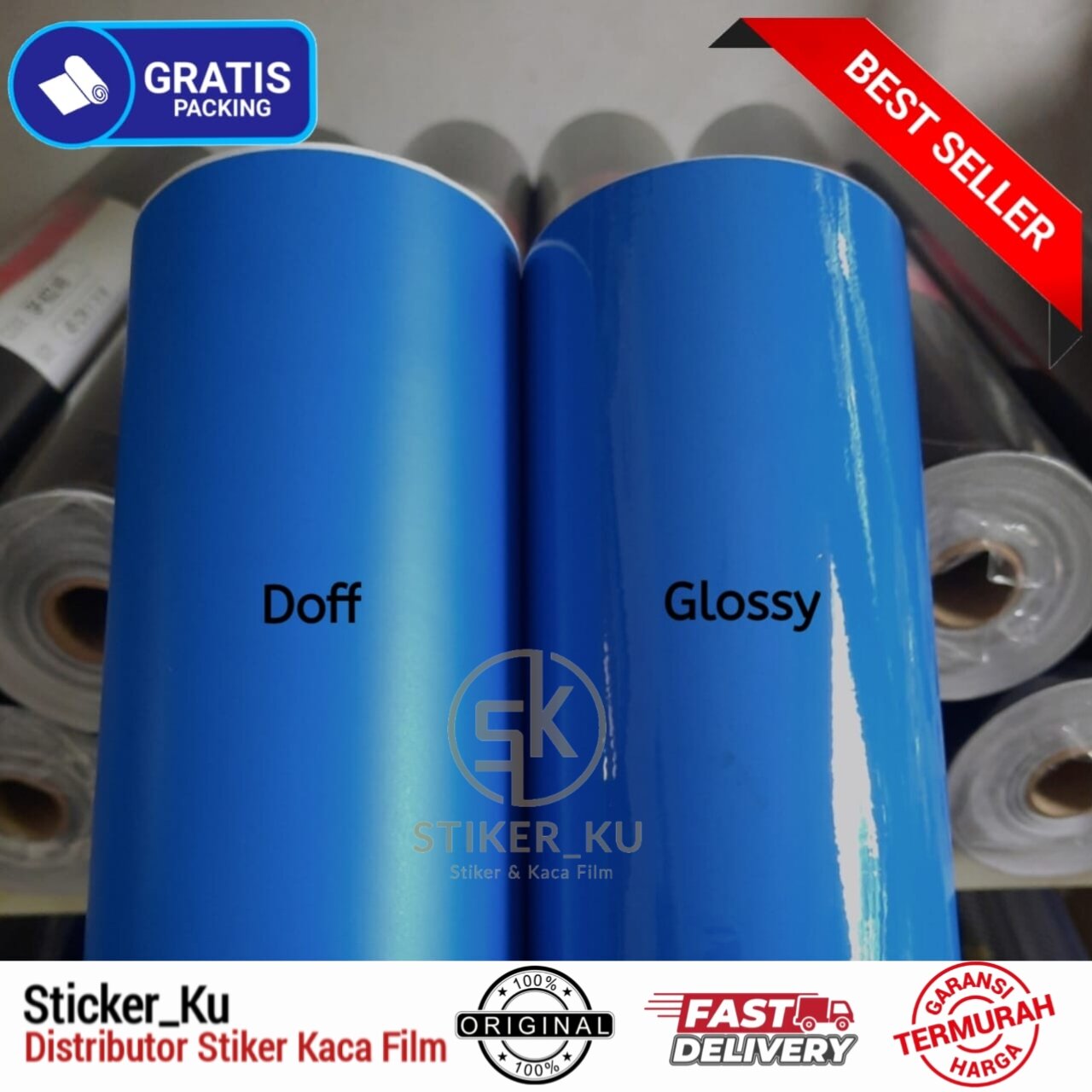 Sticker Scotlite Warna Biru Lebar 45cm Harga 8,850 rupiah*Gratis Ongkir