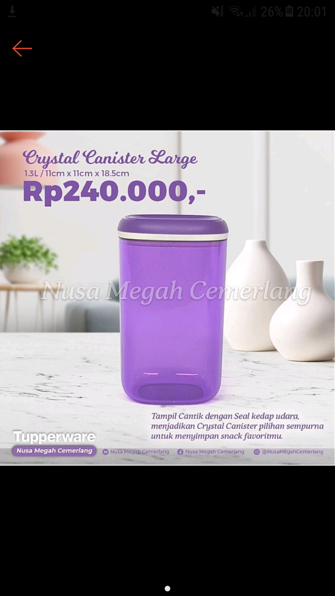 Tupperware crystal canister large uk 1.3Liter sedeng ori Lazada Indonesia