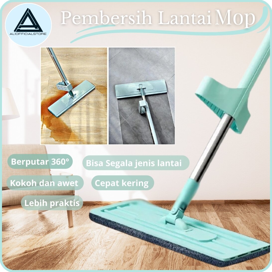 Pel Lantai Mop Praktis Ultra Flat 360 Derajat Tarik Peras Otomatis Sapu