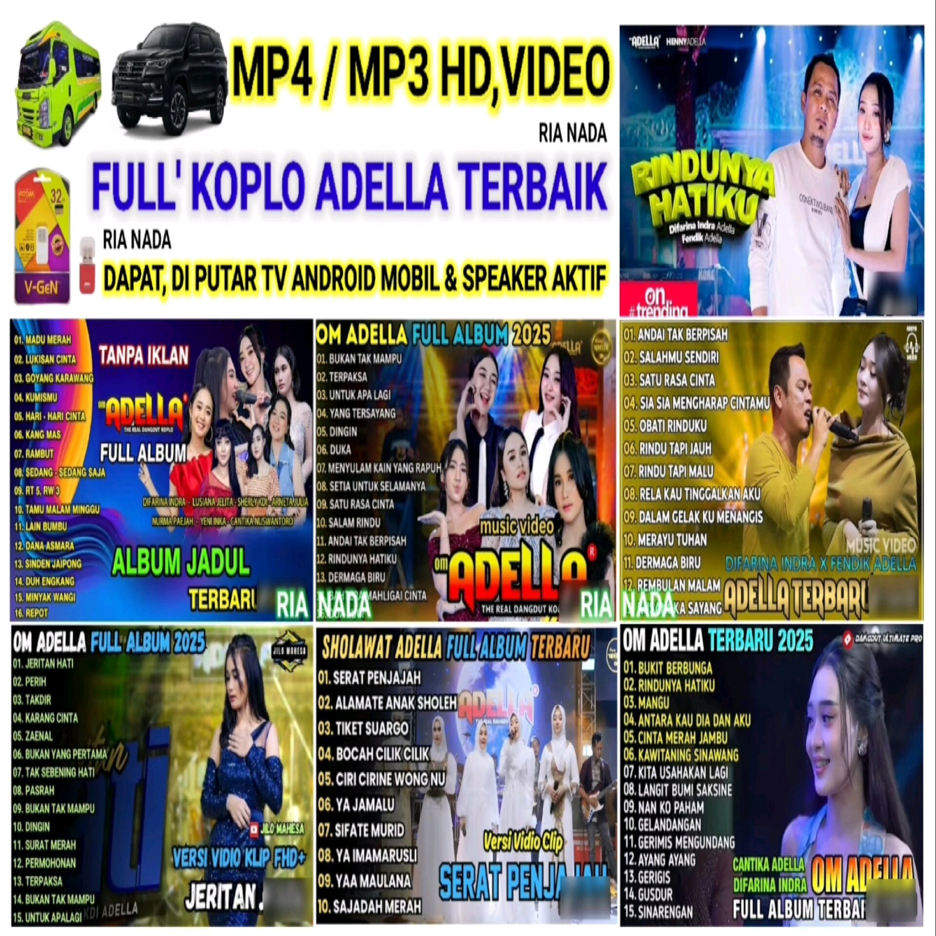 Pendrive 32GB MP4 MP3 latest Adella can be active on Android TV Harga 97,000 rupiah*Gratis Ongkir