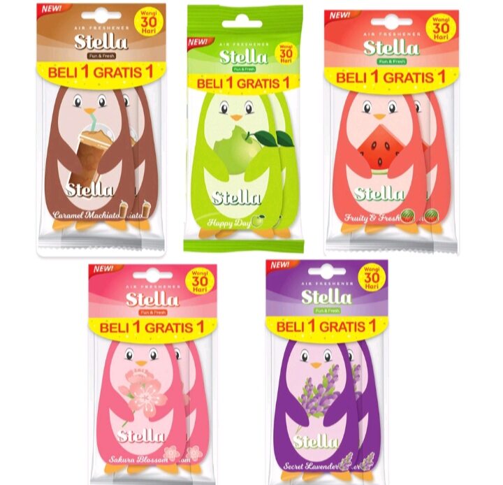 Stella Fun & Fresh 20gr Pengharum Mobil (Happy day / Cara mell / Lavender / Sakura) Harga 19,800 rupiah*Gratis Ongkir