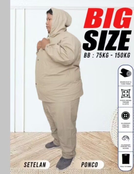 Jumbo Big Size Raincoat Thick Raincoat Large Size Waterproof Pvc Material Lightweight Harga 15,985 rupiah*Gratis Ongkir