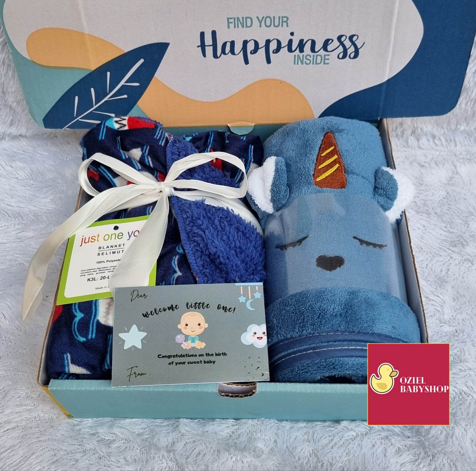 Hampers Bayi 2 IN 1 Handuk DAN Selimut Karakter Animals Ukuran Handuk 50x100cm Ukuran Selimut 70x100cm…