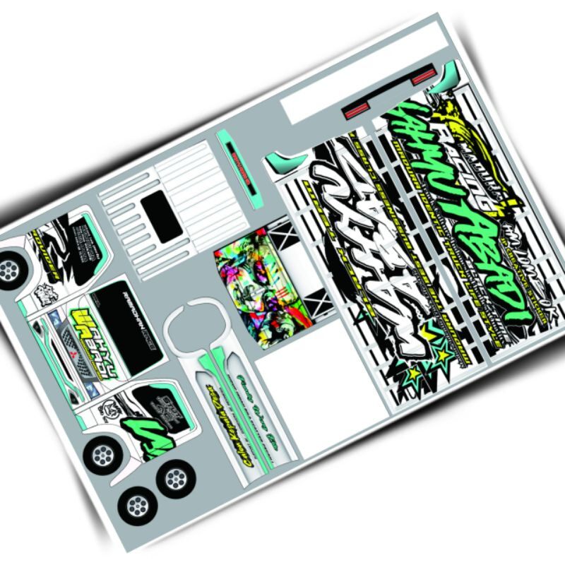 pola stiker miniatur truk oleng 30 cm