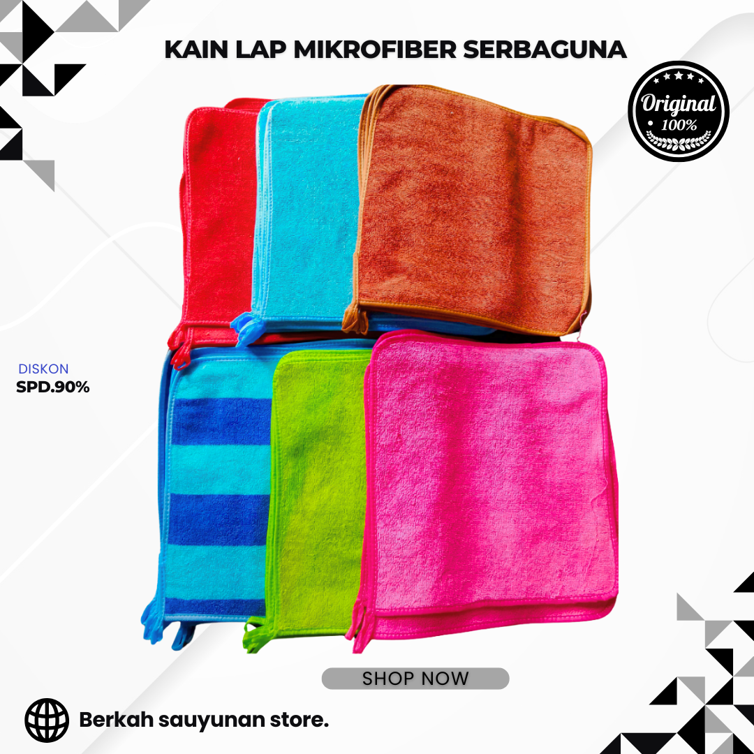 lap microfiber serbaguna tebal 30x30 Harga 3,900 rupiah*Gratis Ongkir