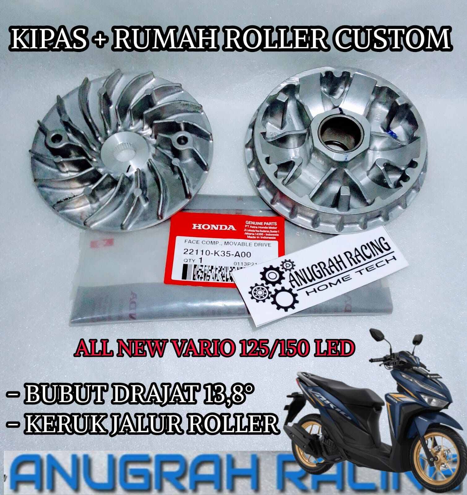 KIPAS + RUMAH ROLLER ORIGINAL CUSTOM BUBUT 13,8° + KERUK JALUR ROLLER