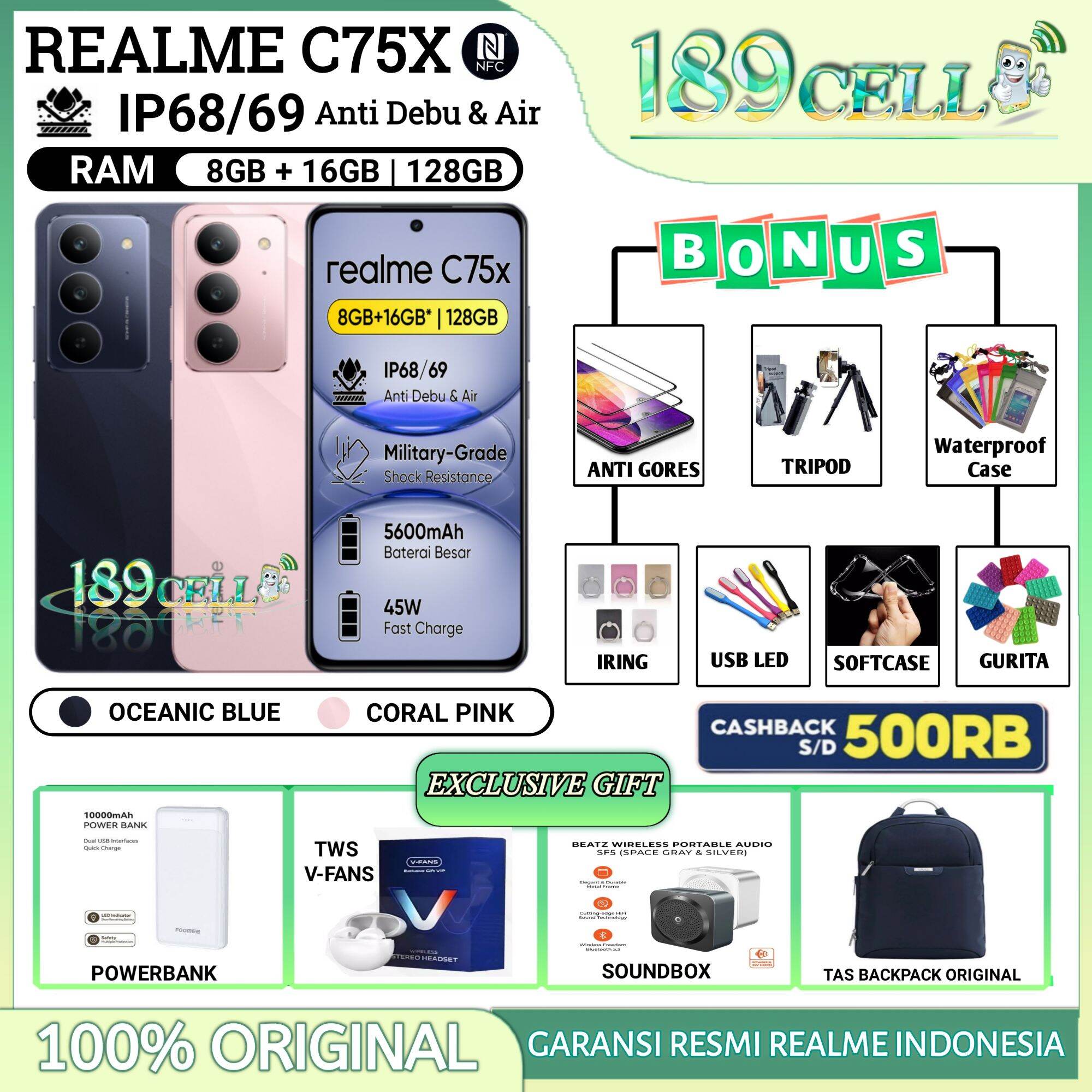 Realme C75X Ram 8/128Gb | Realme C75 X Ram 8/128 Gb Official Realme Indonesia Warranty Harga  1,699,900 rupiah*Gratis Ongkir
