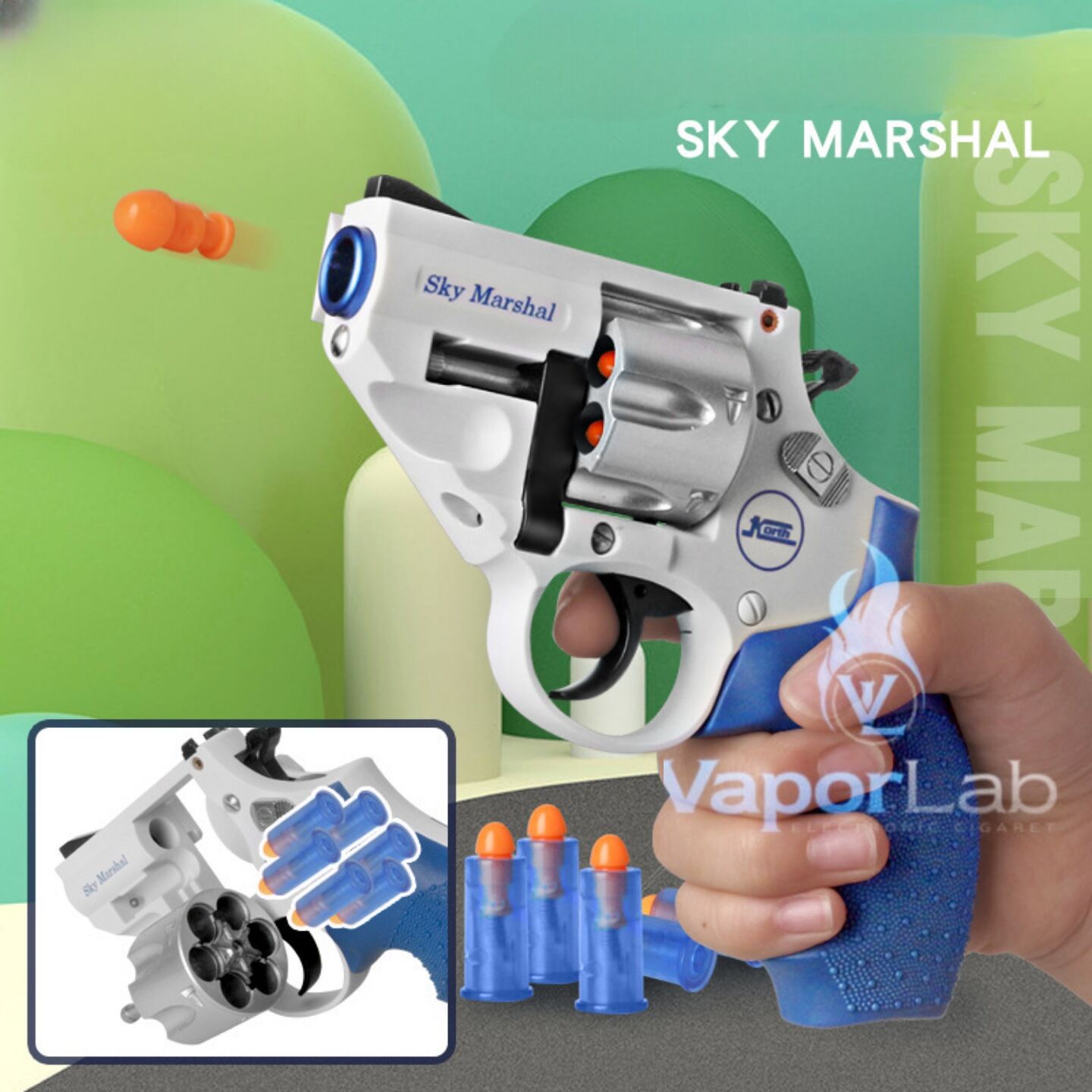 Korth Sky Marshal 9mm Revolver Toy Pistol Handgun Blaster, 51% OFF