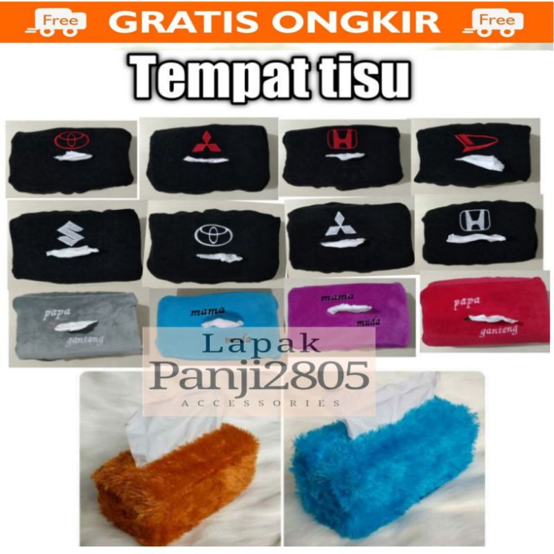 TEMPAT COVER BUNGKUS TISU LOGO JENIS MOBIL MITSUBISHI HONDA DAIHATSU DATSUN TOYOTA Harga 15,000 rupiah*Gratis Ongkir