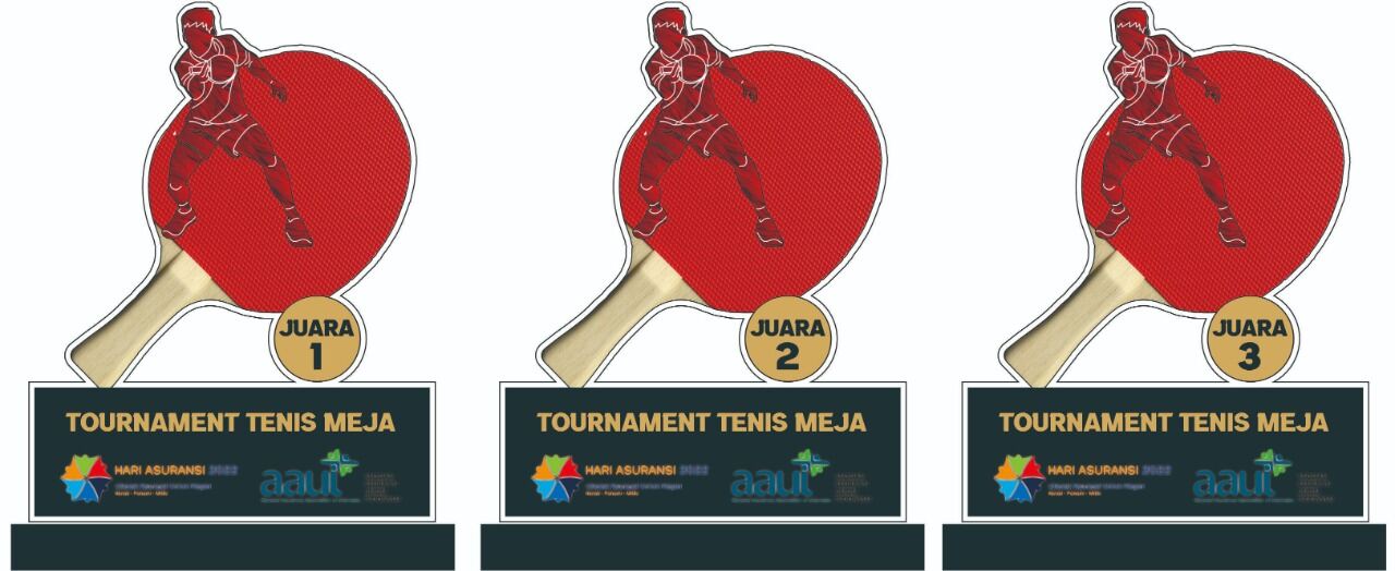 Plakat Tenis Meja, Piala Tenis Meja, Vandel Tenis Meja, bisa custom bahan akrilik