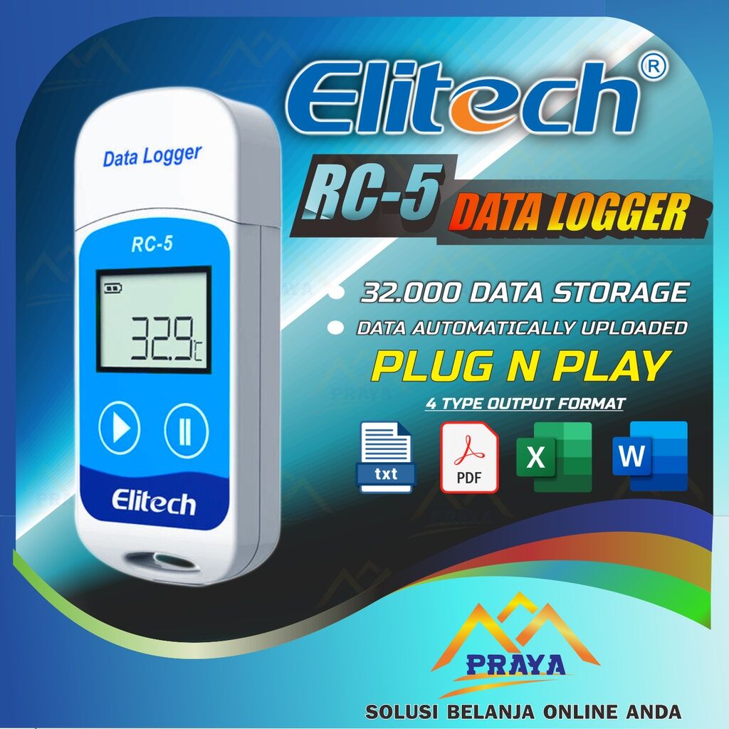 Elitech RC5 Temperature Data Logger Monitor USB RC 5 RC5 Suhu Loger