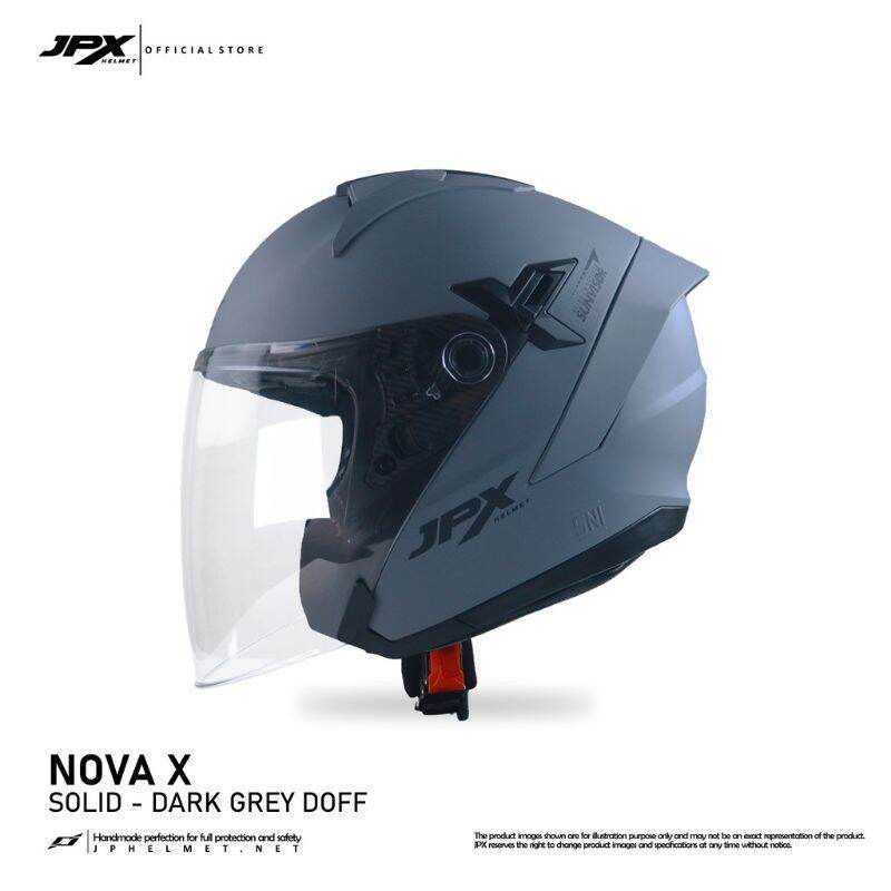Helm JPX NOVA X Solid Grey Glossy Half Face JPX Helmet NJS KYT RSV