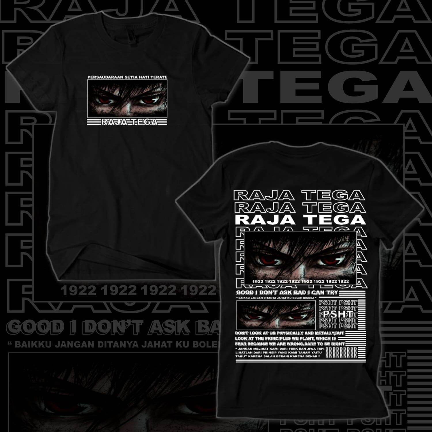 KAOS PSHT DESAIN TERBAIK RAJA TEGA | SABLON DEPAN TULISAN LATIN GAMBAR