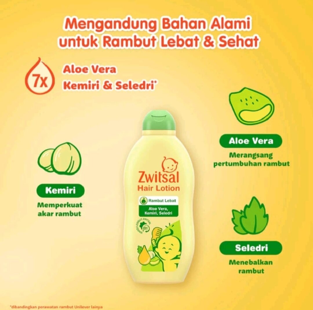 Zwitsal Baby Hair Lotion Aloe Vera Kemiri Seledri  - 100ml & 200ml. 