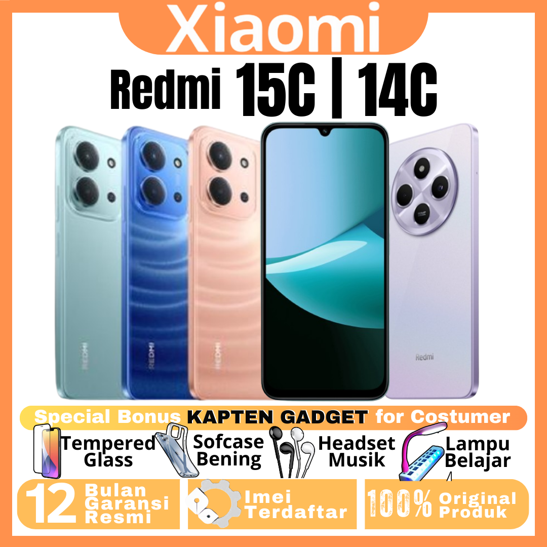 XIAOMI REDMI 15C | REDMI 14C 6/128 GB | 8/256 GB Ram Upto 16GB 100% BARU ORIGINAL GARANSI RESMI Harga  1,649,000 Ringgit*Penghantaran Percuma