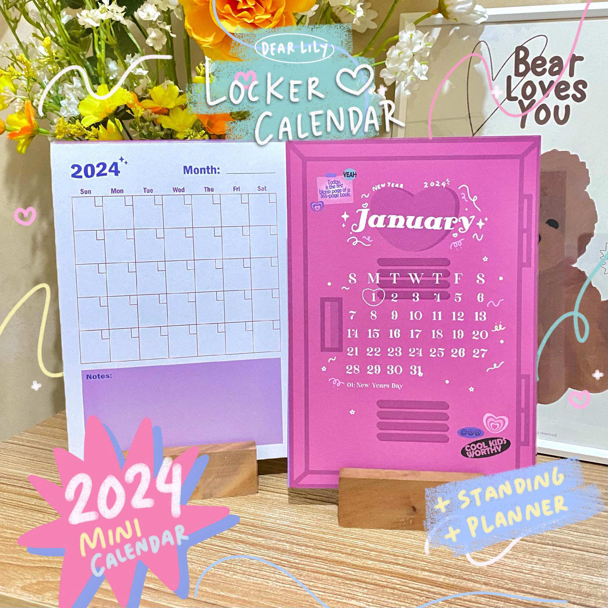 Dear Lily - 2024 Mini Locker Calendar Planner / Kalender Meja Mini ...
