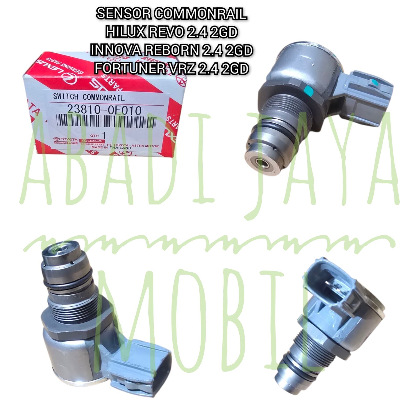 SENSOR COMMONRAIL COMMON RAIL FORTUNER VRZ 2.4 2400CC 2GD FTV 2.8 2800CC 1GD FTV HILUX REVO 2.4 2400CC 2GD FTV SENSOR PRESSURE COMMONRAIL FORTUNER VRZ 2.4 2400CC 2GD FTV 2.8 2800CC 1GD SWITCH COMMONRAIL HILUX REVO 2GD 23810-0E010 ASLI Harga 980,000 rupiah*Gratis Ongkir