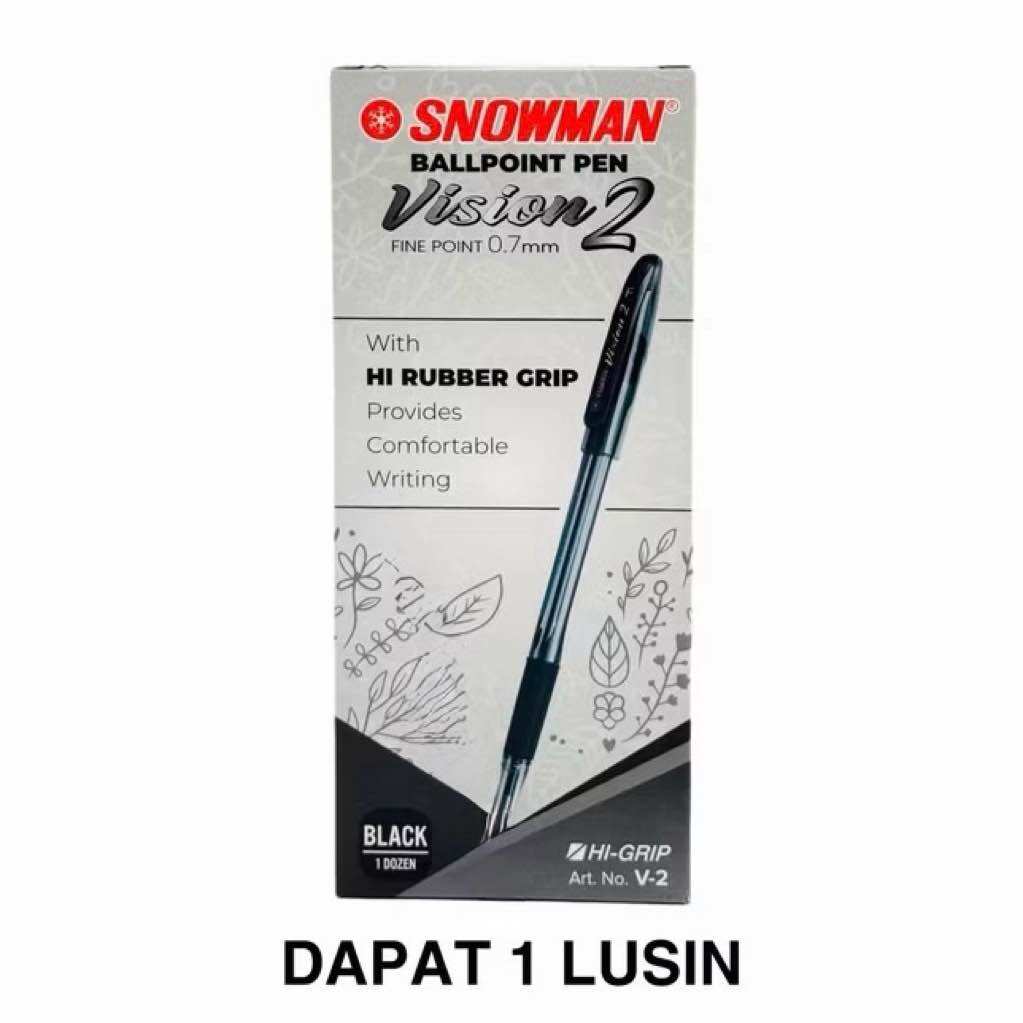 ( 1 PACK ) BALLPOINT / BOLPOIN / PEN SNOWMAN V2 06 MM 1 PACK ISI 12 BIJI