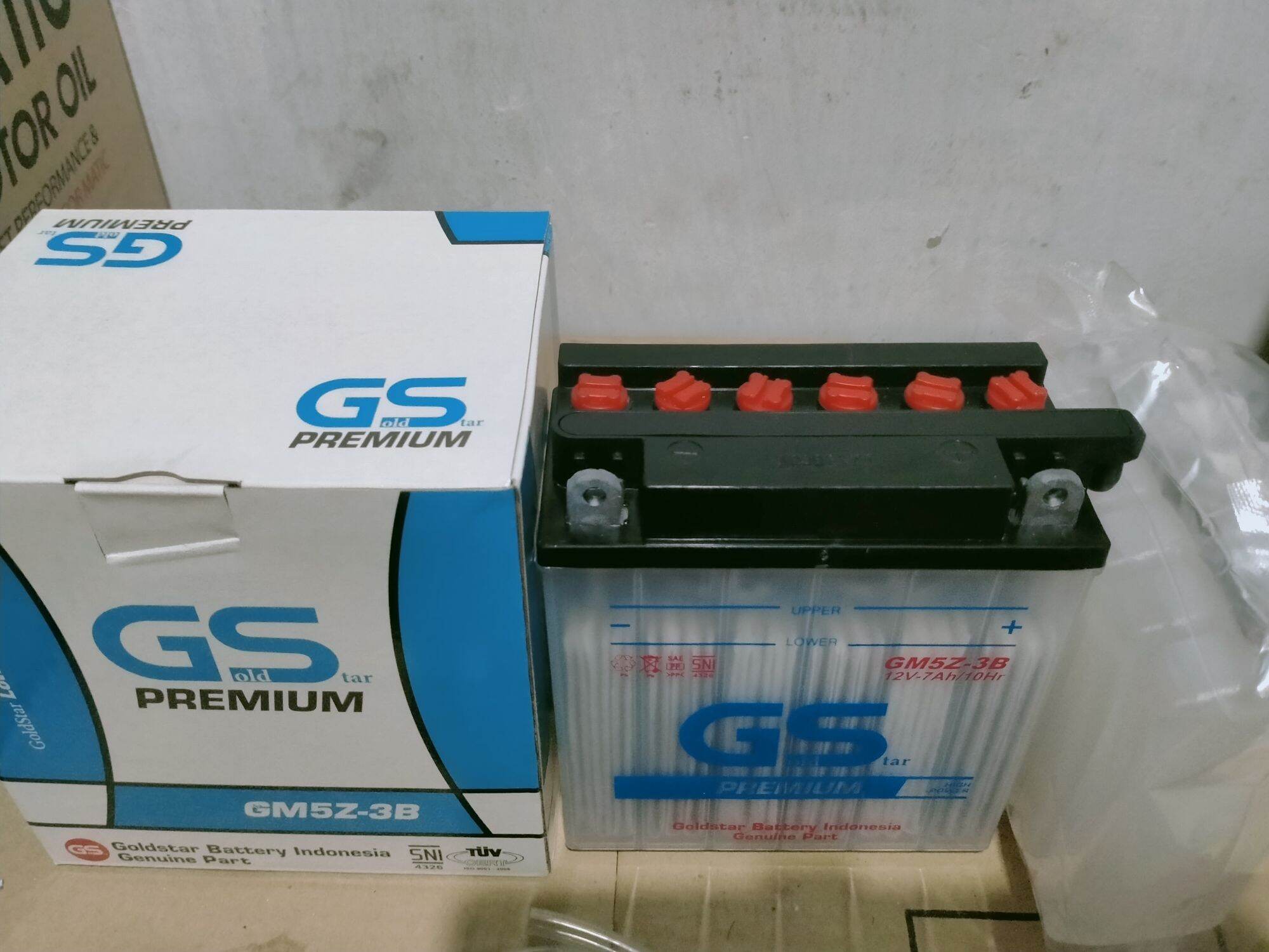 Aki GS Gold Star GM5Z-3B PREMIUM 12V 7Ah aki basah motor Mio , Supra x